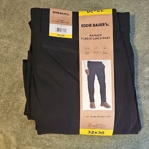 Eddie Bauer Men's Black Rainier Fleece-Lined Pants